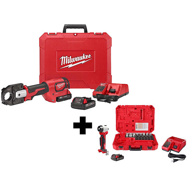 Milwaukee Tool M18 600 MCM Crimper Kit + Cable Stripper 2679-22, 2935AL-21