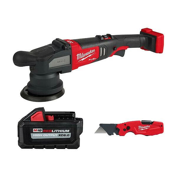 Milwaukee Tool M18 Polisher + M18 XC6.0 Battery + Knife 2684-20, 48-11-1865, 48-22-1505