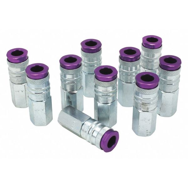 Milton HighFlow Couplers, V, Prple, 1/4" FNPT, PK10 764VC