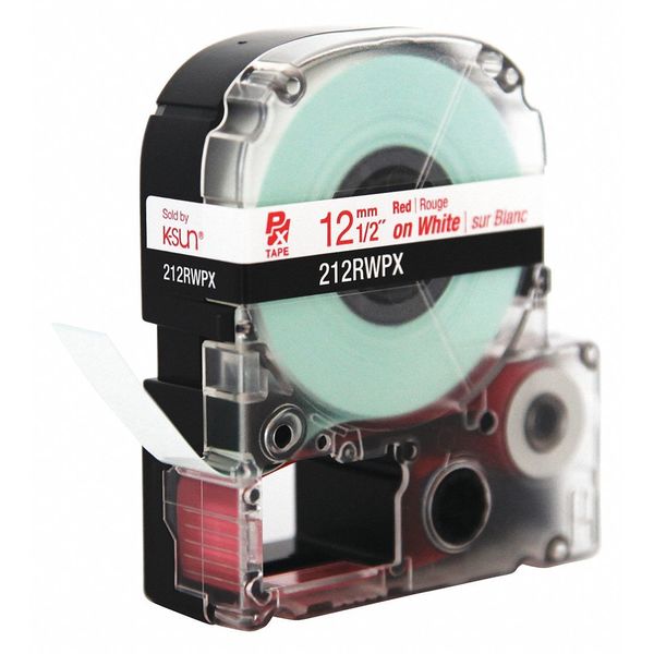 Labelworks Px Red Ink/White Tape, 1/2" W 212RWPX