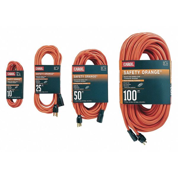 Carol Outdoor Ext. Cord, SJTW, 14/3, 50 ft., Org 03356.63.04