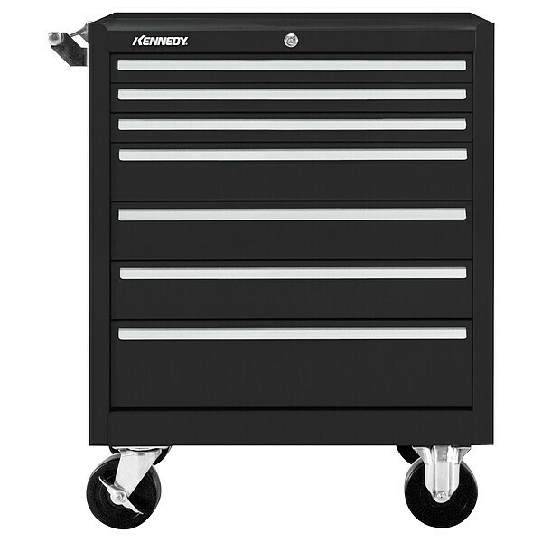 Kennedy Rolling Tool Cabinet, 7 Drawer, Black, 27 in W 277XBK