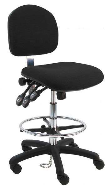 Benchpro Ergonomic Chair, Fabric, 21" to 31" Height, Black LNT-DFB-TLC-WW-BLACK
