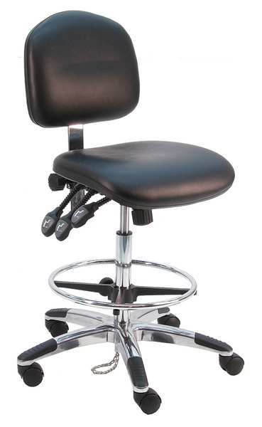 Benchpro Ergonomic Chair, Vinyl, 21" to 31" Height, Black LAT-DCRB-TLC-WW-BLACK