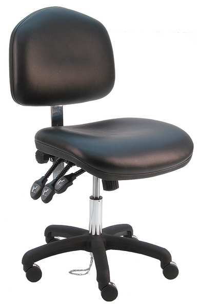 Benchpro Ergonomic Chair, Vinyl, 17" to 22" Height, Black WNS-DCRB-TLC-WW-BLACK
