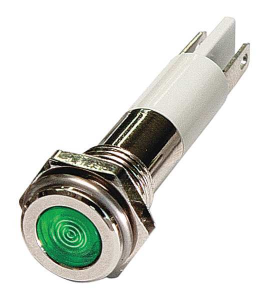 Zoro Select Flat Indicator Light, Green, 120VAC 24M072