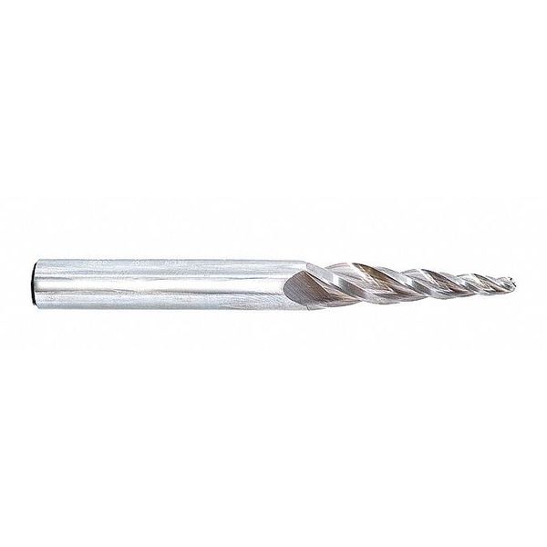 Melin Tool Co Taper End Mill, Ball, Carbide, 1/8" x 1, Finish: Uncoated EMG-804-2TB