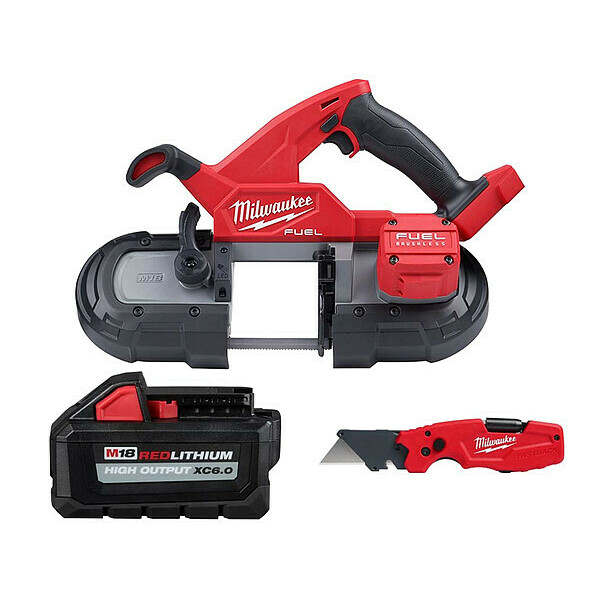 Milwaukee Tool M18 FUEL Bandsaw + XC6.0 Battery + Knife 2829-20, 48-11-1865, 48-22-1505