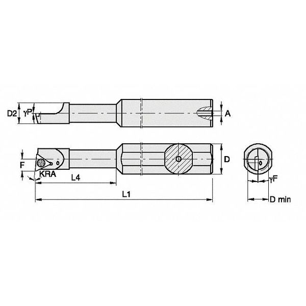 Widia Indexable Boring Bar, QSBI375750155R, 4 in L, High Speed Steel, Triangle Insert Shape QSBI375750155R