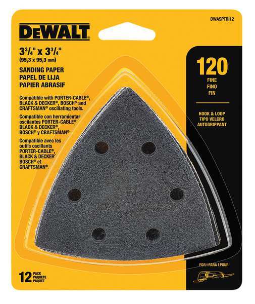 Dewalt Hook & Loop Triangle 120 Grit Sandpaper - 12 PK DWASPTRI12