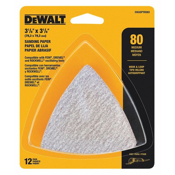 Dewalt Hook  Loop Triangle 80 Grit Sandpaper 12PK DWASPTRI083 Zoro