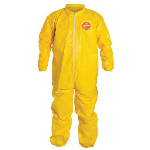 Dupont Coveralls, 12 PK, Yellow, Tychem(R) 2000, Zipper QC125SYLMD001200