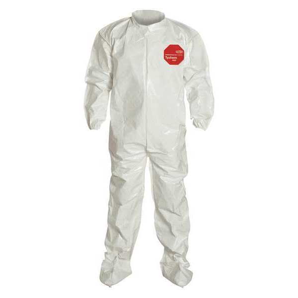 Dupont Coveralls, 12 PK, White, Tychem(R) 4000, Zipper SL121BWHLG001200