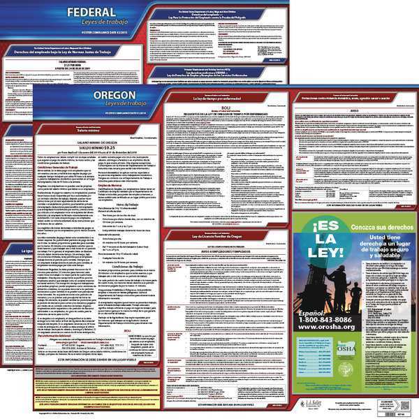 Jj Keller Labor Law Poster, Fed/STA, OR, SP, 20inH, 1yr 200-OR-1