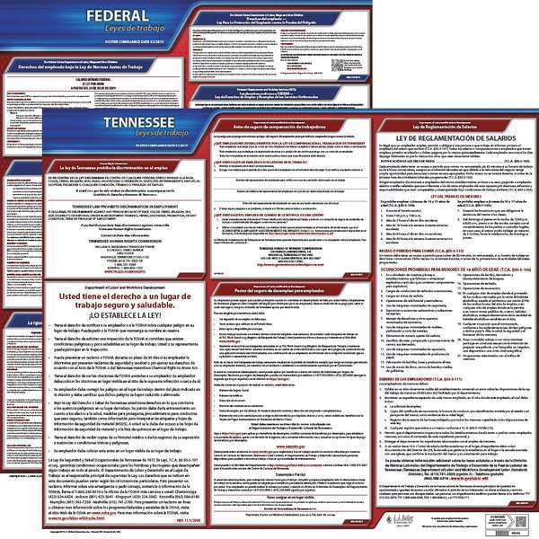 Jj Keller Labor Law Poster, Fed/STA, TN, SP, 20inH, 1yr 200-TN-1