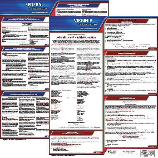 Jj Keller Labor Law Poster Kit, VA, English, 19 In. W 100-VA-K