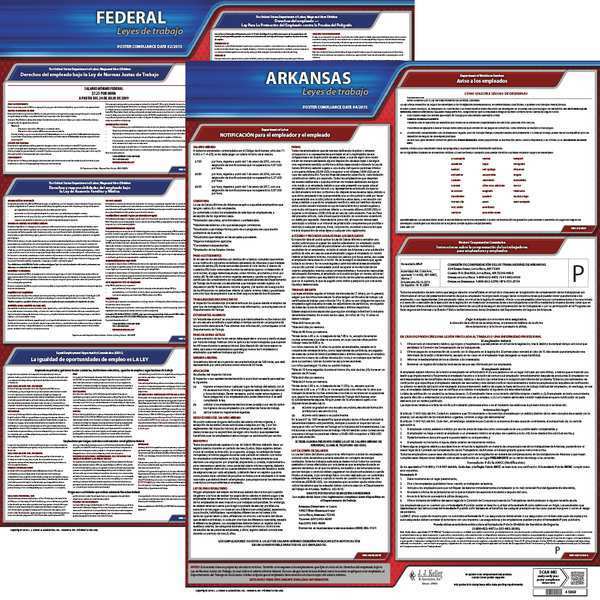 Jj Keller Labor Law Poster, Fed/STA, AR, SP, 20inH, 3yr 200-AR-3