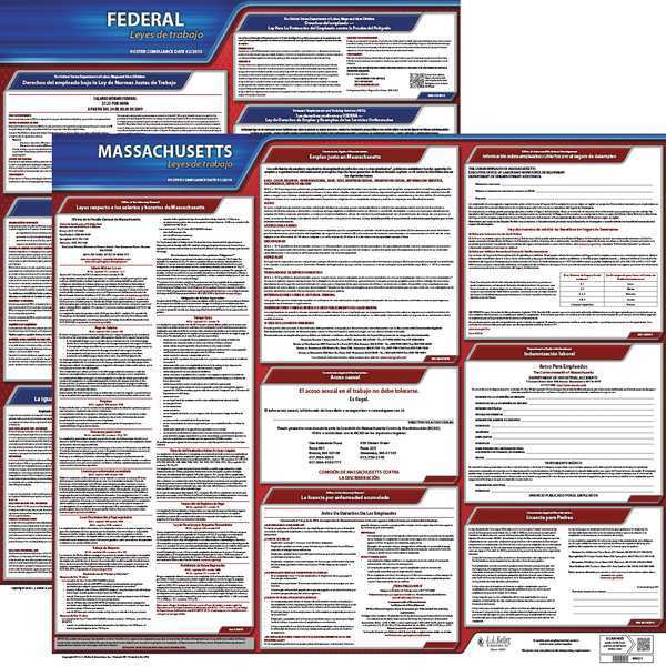 Jj Keller Labor Law Poster Kit, MA, Spanish, 27 In. W 200-MA-K