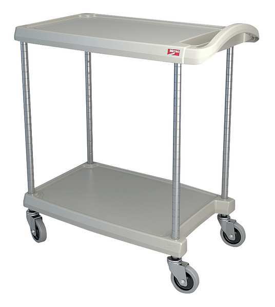 Metro Utility Cart with Lipped Plastic Shelves, Polymer (Shelf), Flat, 2 Shelves, 300 lb MY1627-24G