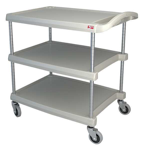 Metro Utility Cart with Lipped Plastic Shelves, Polymer (Shelf), Flat, 3 Shelves, 400 lb MY2030-34G