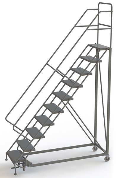 Tri-Arc 136 in H Steel Configurable Rolling Ladder, 10 Steps, 450 lb Load Capacity UKDEC110246