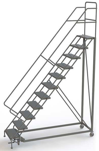 Tri-Arc 146 in H Steel Configurable Rolling Ladder, 11 Steps UKDEC111246
