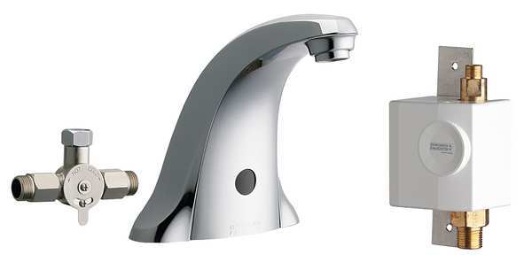 Chicago Faucet Electronic Sensor Single Hole Mount, 1 Hole Low Arc Bathroom Faucet, Chrome plated 116.966.AB.1