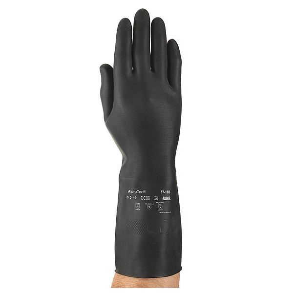 Ansell 13" Chemical Resistant Gloves, Natural Rubber Latex, 6-1/2, 1 PR 87-118