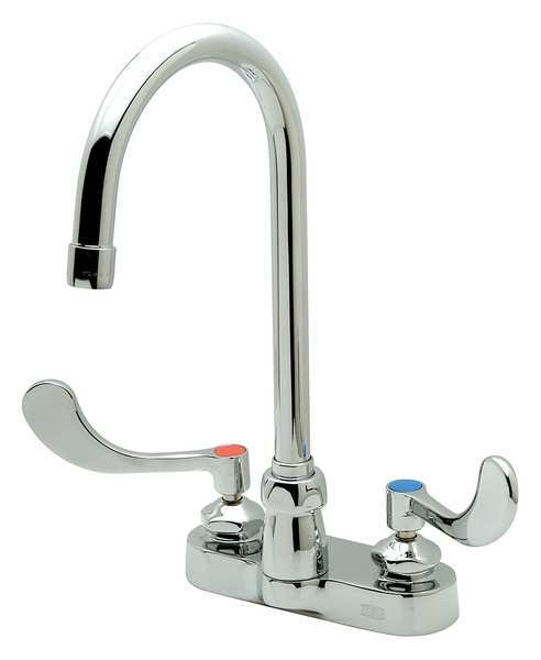 Zurn Wristblade Handle 4" Mount, 2 Hole Gooseneck Kitchen/Bathroom Faucet, Polished chrome Z812B4-XL-FC