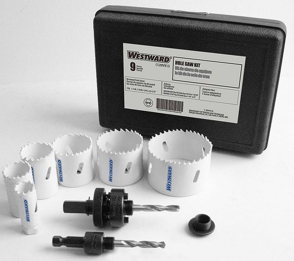 Westward Hole Saw Electricians Kit, 9 pcs. 29VX13