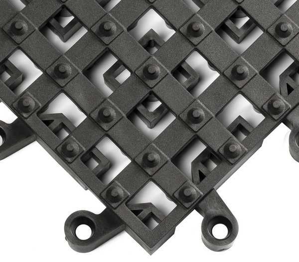 Wearwell Interlocking Drainage Mat Tile, Vinyl, 18 in Long x 18 in Wide, 7/8 in Thick, 10 PK 553