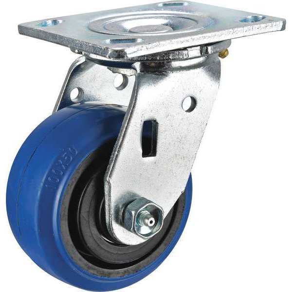 Zoro Select Swivel Plate Caster, Rubber, 4 in., 400 lb. P21S-EP040K-14-001