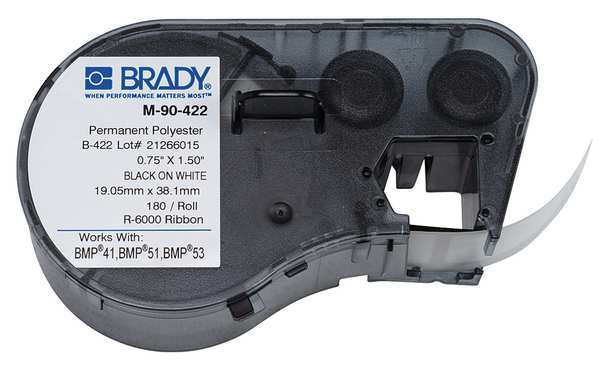 Brady Label Cartridge, Black/White, Polyester M-90-422