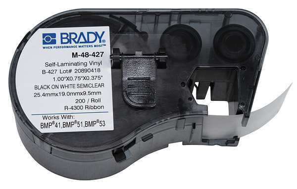 Brady Wire Marker Label, Black/White/Clear M-48-427
