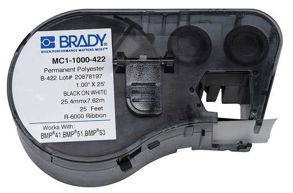 Brady Label Cartridge, Black on White, Labels/Roll: Continuous MC1-1000-422