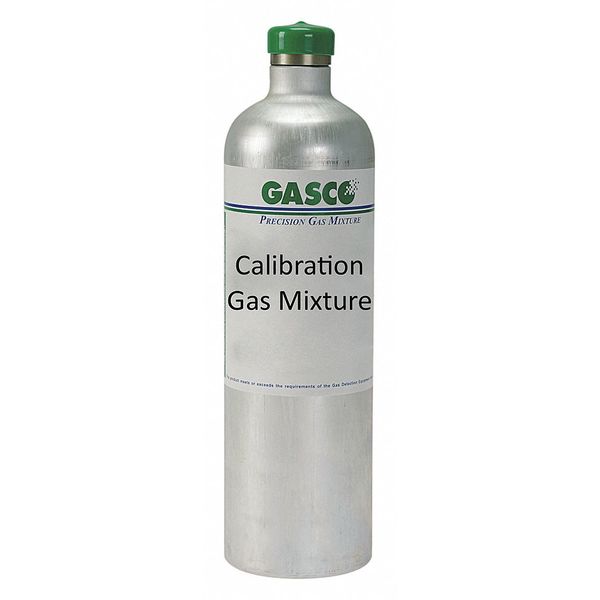 Gasco Calibration Gas, Carbon Monoxide, Methane, Nitrogen, Oxygen, Sulfur Dioxide, 34 L, C-10 Connection 34L-433BS
