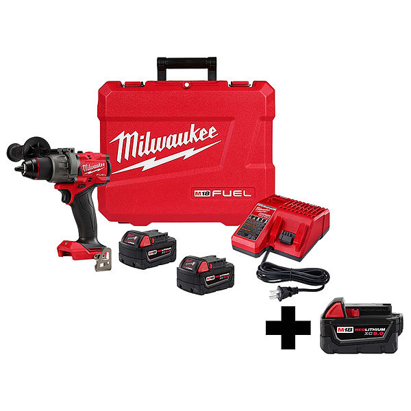 Milwaukee Tool M18 FUEL 1/2" Drill Kit, 5.0 Battery 2903-22, 48-11-1850