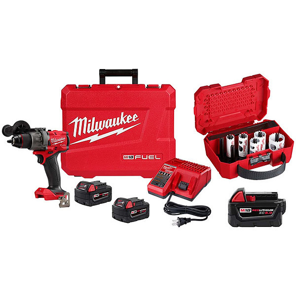 Milwaukee Tool Drill/Driver Kit, Keyless, 18V DC, 3.3 lb 2903-22, 48-11-1850, 49-22-4006