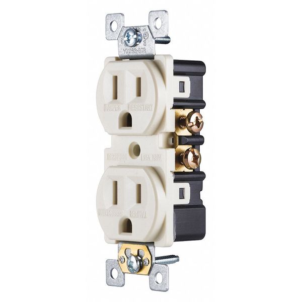Ge Grounding Safety Outlet, 15A, Lt Almond 17815