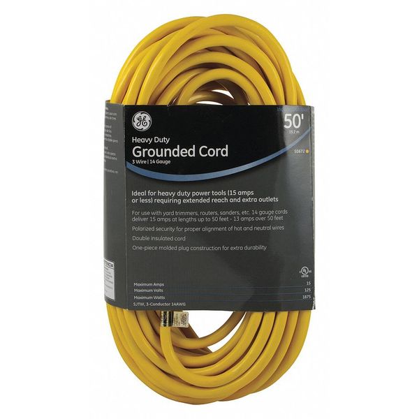 Ge Extension Cord, In/Outdoor, Grounded, 50 ft 50672