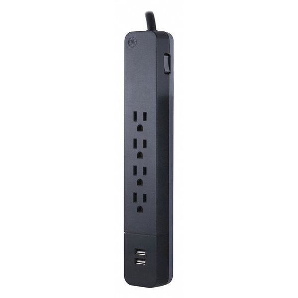 Ge Surge, 4-Outlet, USB, 560J, 3 ft., Cord, Black 37053