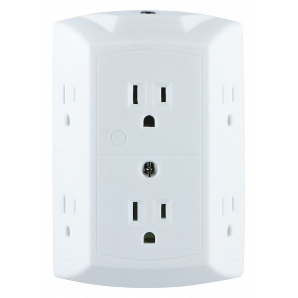 Ge Tap, Grounded, 6-Outlet, White 56575