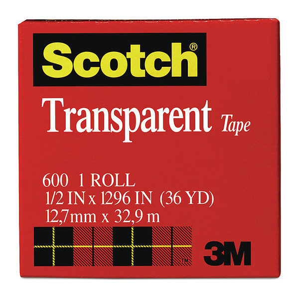 Scotch Trans Tape 600 Clear, 3/4"x1296", PK144 600
