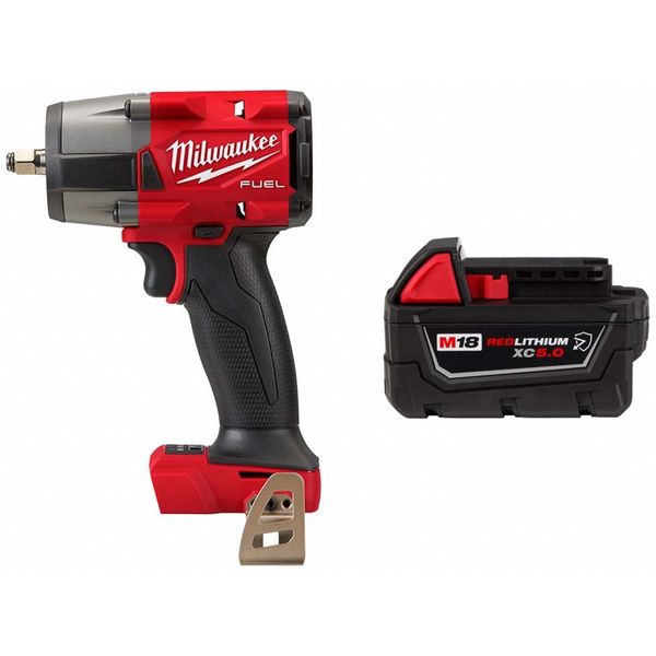 Milwaukee Tool Impact Wrench and Battery, Drive Size 3/8 in Square, 18 V, 8.0 Ah Battery Included 2960-20, 48-11-1850R