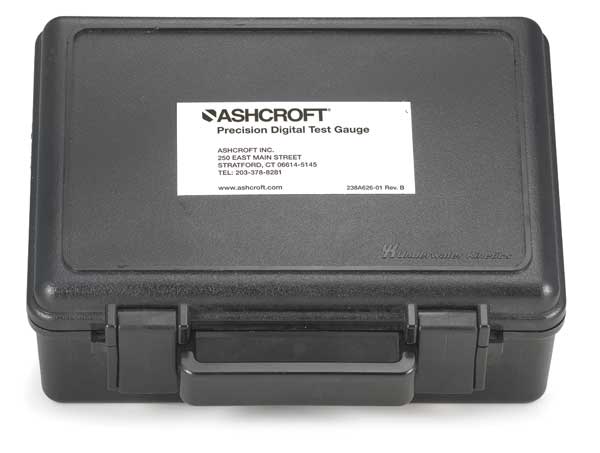 Ashcroft Hard Carrying Case, 7 In. H, 4 In D, Black 201B112-01 Carrying Case