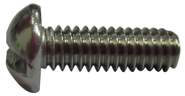 Zoro Select #10-32 x 1/4 in Slotted Round Machine Screw, Plain 18-8 Stainless Steel, 100 PK U51213.019.0026