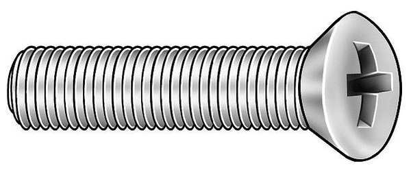 Zoro Select #10-24 x 1 in Phillips Oval Machine Screw, Plain 18-8 Stainless Steel, 100 PK U51320.019.0100