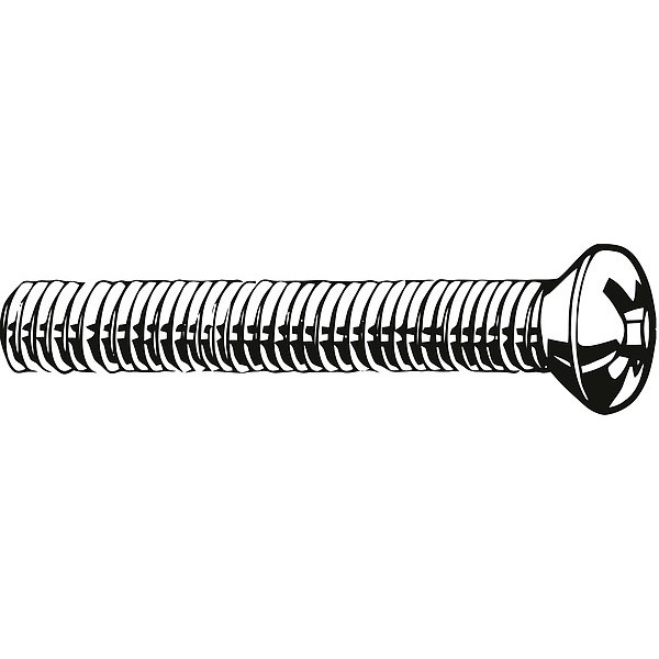 Zoro Select 5/16"-18 x 2-1/2 in Phillips Oval Machine Screw, Plain 18-8 Stainless Steel, 10 PK U51320.031.0250