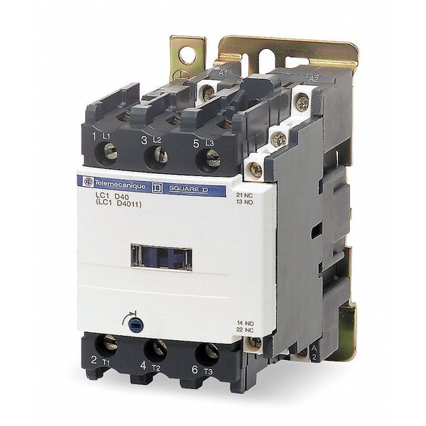 Schneider Electric IEC Magnetic Contactor, 3 Poles, 480 V AC, 40 A, Reversing: No LC1D40AT7