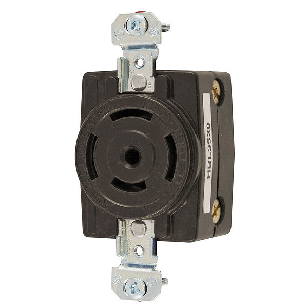 Hubbell 20/10A Twist-Lock Receptacle 4P 5W 250/600VAC BK HBL3520